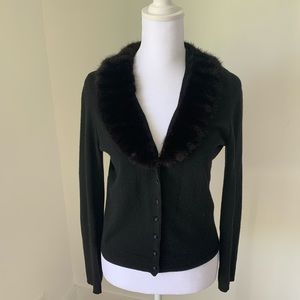 Blumarine Cashmere Silk Cardigan w Fur Collar.